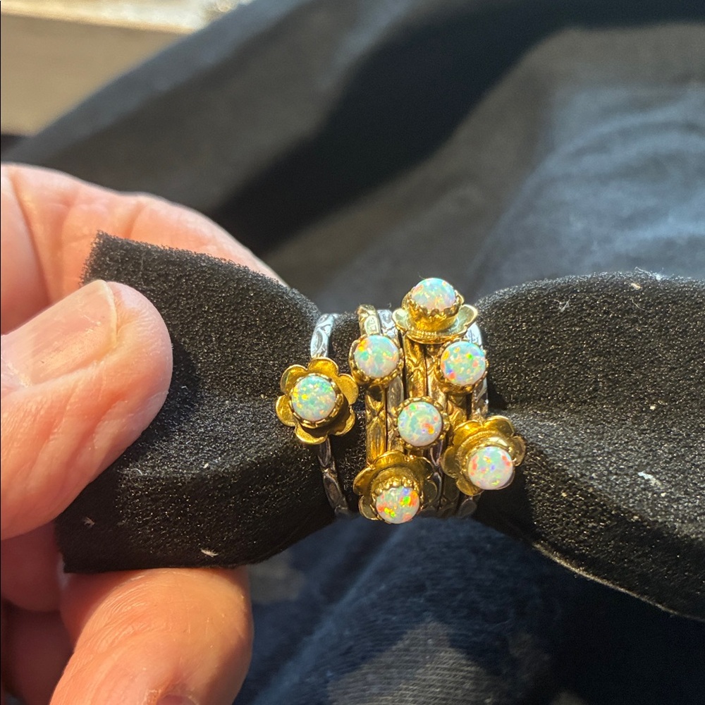 Silver Opal Stack Rings. 2 Different Styles. 7 To… - image 1